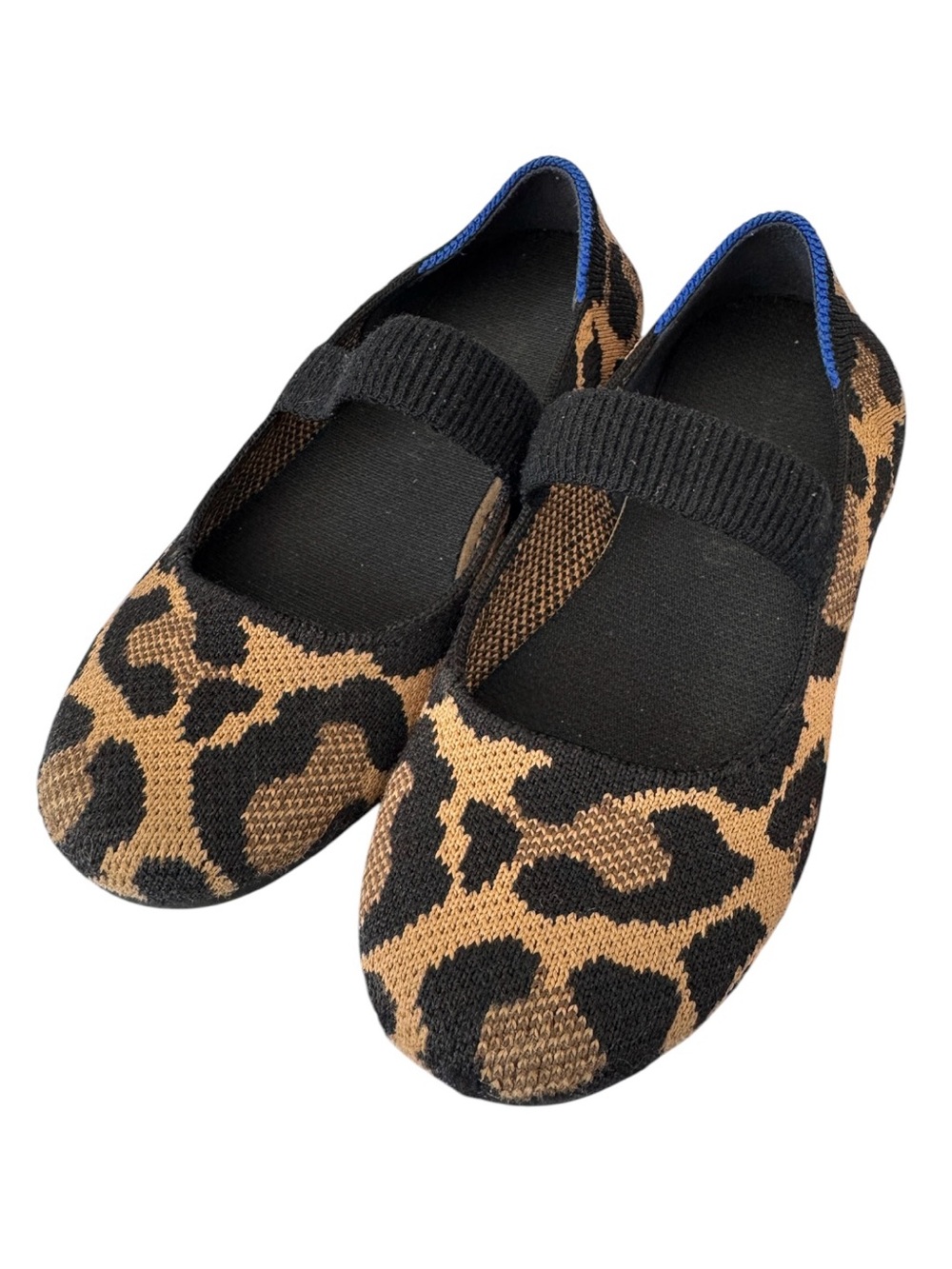 Rothy's Kids Mary Jane Flats Amber Cat Leopard Print Size 13 Machine Washable